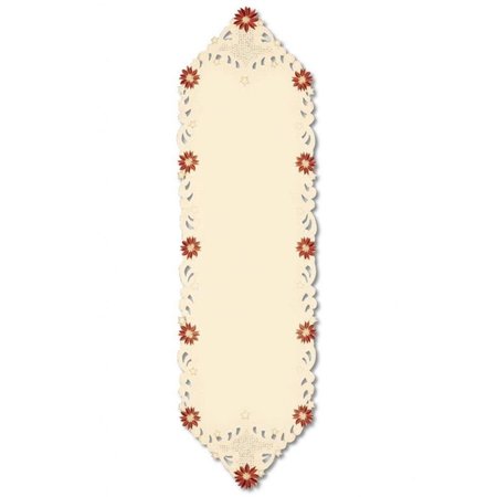 HERITAGE LACE 15 x 52 in. Noel Glow Decorative Embroidered Floral Christmas Table Runner 31420695